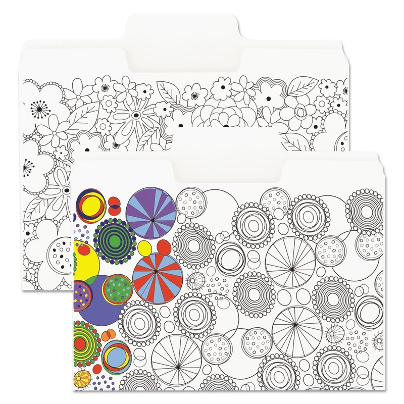 SUPERTAB COLORING FILE FOLDERS, 1/3-CUT TABS, LETTER SIZE, WHITE, 6/PACK