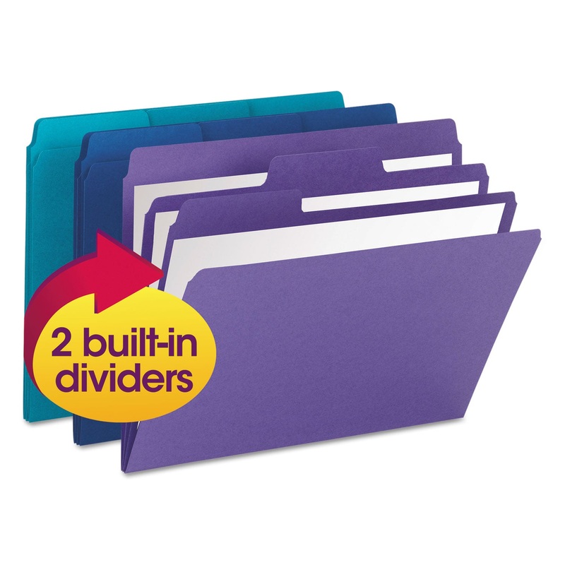 SUPERTAB ORGANIZER FOLDER, 1/3-CUT TABS, LETTER SIZE, ASSORTED, 3/PACK