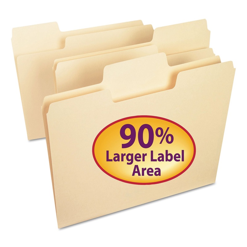 SUPERTAB TOP TAB FILE FOLDERS, 1/3-CUT TABS, LETTER SIZE, 11 PT. MANILA, 100/BOX
