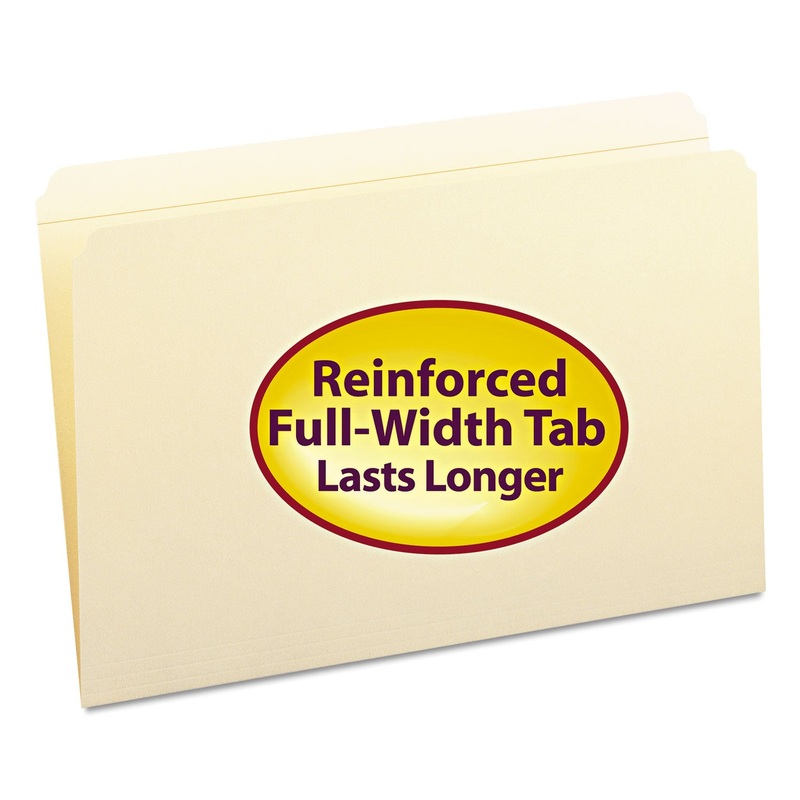 REINFORCED TAB MANILA FILE FOLDERS, STRAIGHT TAB, LEGAL SIZE, 11 PT. MANILA, 100/BOX