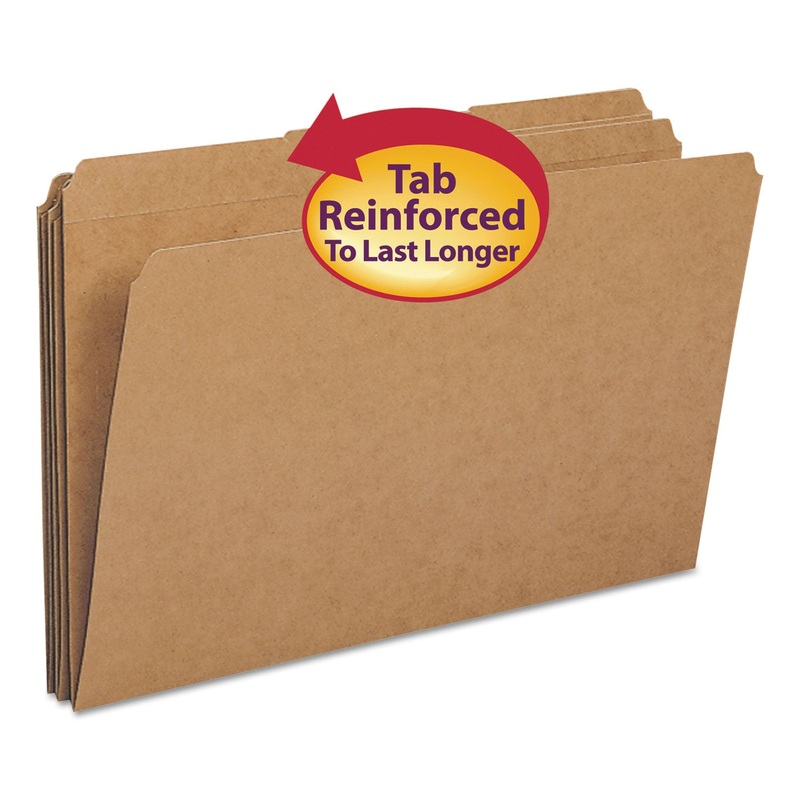 HEAVYWEIGHT KRAFT FILE FOLDERS, 1/3-CUT TABS, LEGAL SIZE, 11 PT. KRAFT, 100/BOX