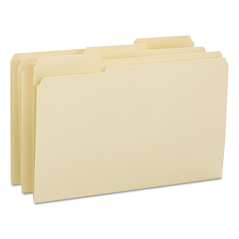 REINFORCED TAB MANILA FILE FOLDERS, 1/3-CUT TABS, LEGAL SIZE, 14 PT. MANILA, 100/BOX