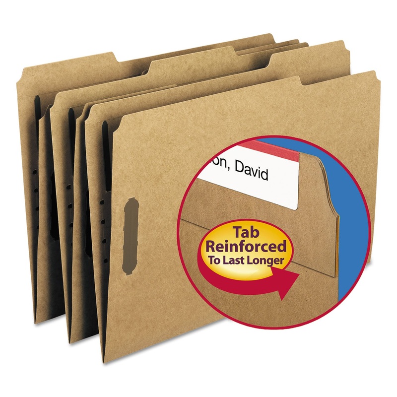 TOP TAB 2-FASTENER FOLDERS, 1/3-CUT TABS, LEGAL SIZE, 11 PT. KRAFT, 50/BOX
