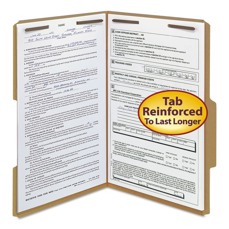TOP TAB 2-FASTENER FOLDERS, 2/5-CUT TABS, RIGHT POSITION, LEGAL SIZE, 11 PT. KRAFT, 50/BOX