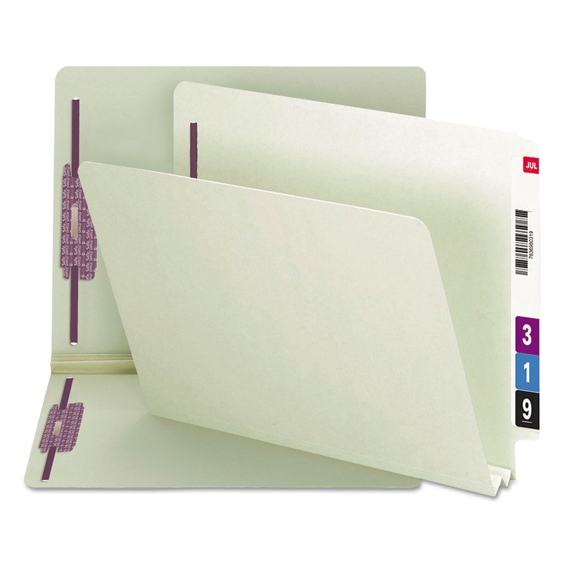 END TAB 2″ EXPANSION PRESSBOARD FILE FOLDERS W/TWO SAFESHIELD COATED FASTENERS, STRAIGHT TAB, LETTER SIZE, GRAY-GREEN, 25/BOX