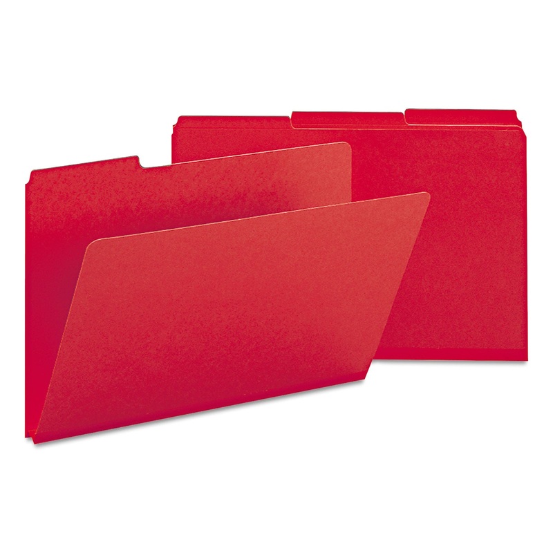 EXPANDING RECYCLED HEAVY PRESSBOARD FOLDERS, 1/3-CUT TABS, 1″ EXPANSION, LEGAL SIZE, BRIGHT RED, 25/BOX