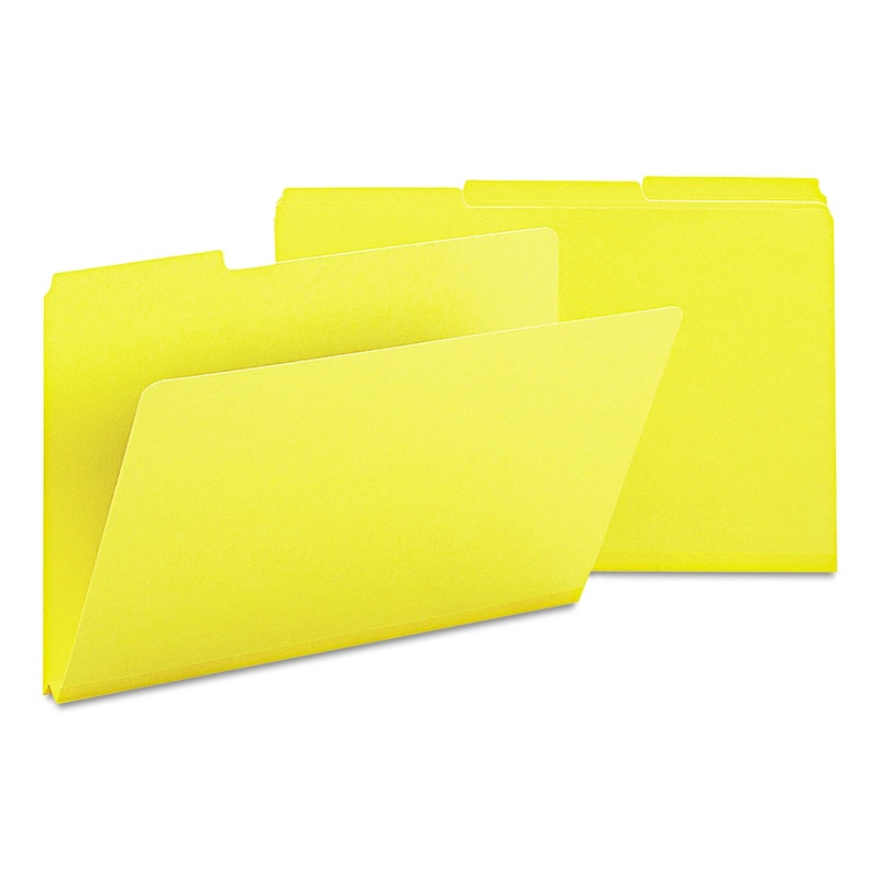 EXPANDING RECYCLED HEAVY PRESSBOARD FOLDERS, 1/3-CUT TABS, 1″ EXPANSION, LEGAL SIZE, YELLOW, 25/BOX