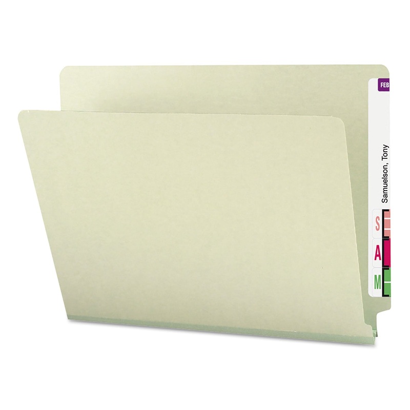 EXTRA-HEAVY RECYCLED PRESSBOARD END TAB FOLDERS, STRAIGHT TAB, 1″ EXPANSION, LETTER SIZE, GRAY-GREEN, 25/BOX
