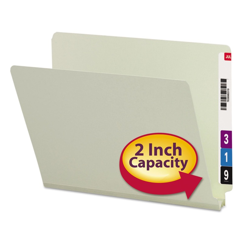 EXTRA-HEAVY RECYCLED PRESSBOARD END TAB FOLDERS, STRAIGHT TAB, 2″ EXPANSION, LETTER SIZE, GRAY-GREEN, 25/BOX
