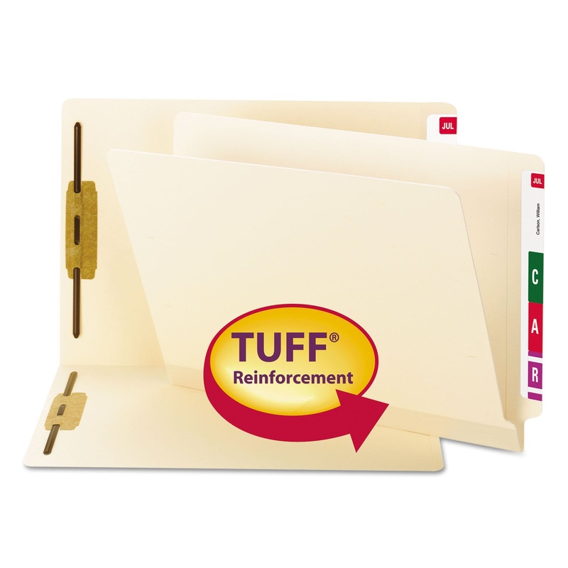 TUFF LAMINATED 2-FASTENER FOLDERS WITH REINFORCED TAB, STRAIGHT TAB, LETTER SIZE, MANILA, 50/BOX