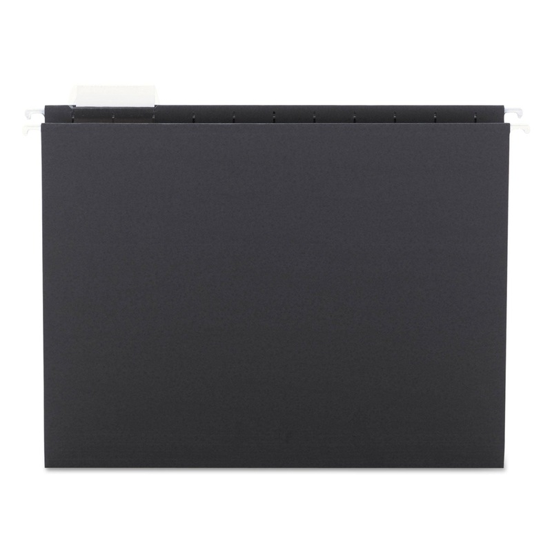 COLORED HANGING FILE FOLDERS, LETTER SIZE, 1/5-CUT TAB, BLACK, 25/BOX