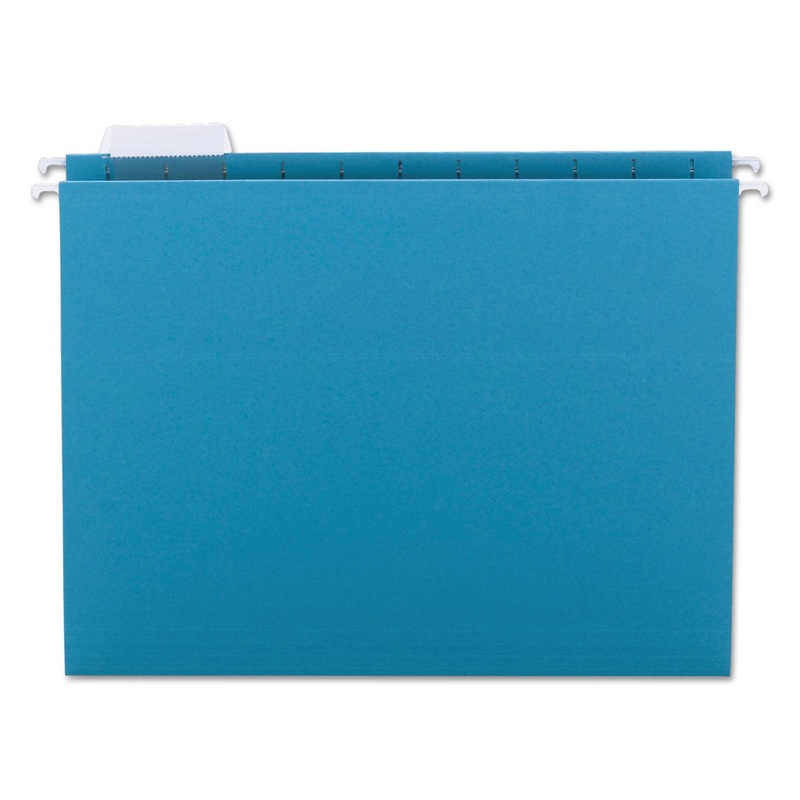 COLORED HANGING FILE FOLDERS, LETTER SIZE, 1/5-CUT TAB, TEAL, 25/BOX