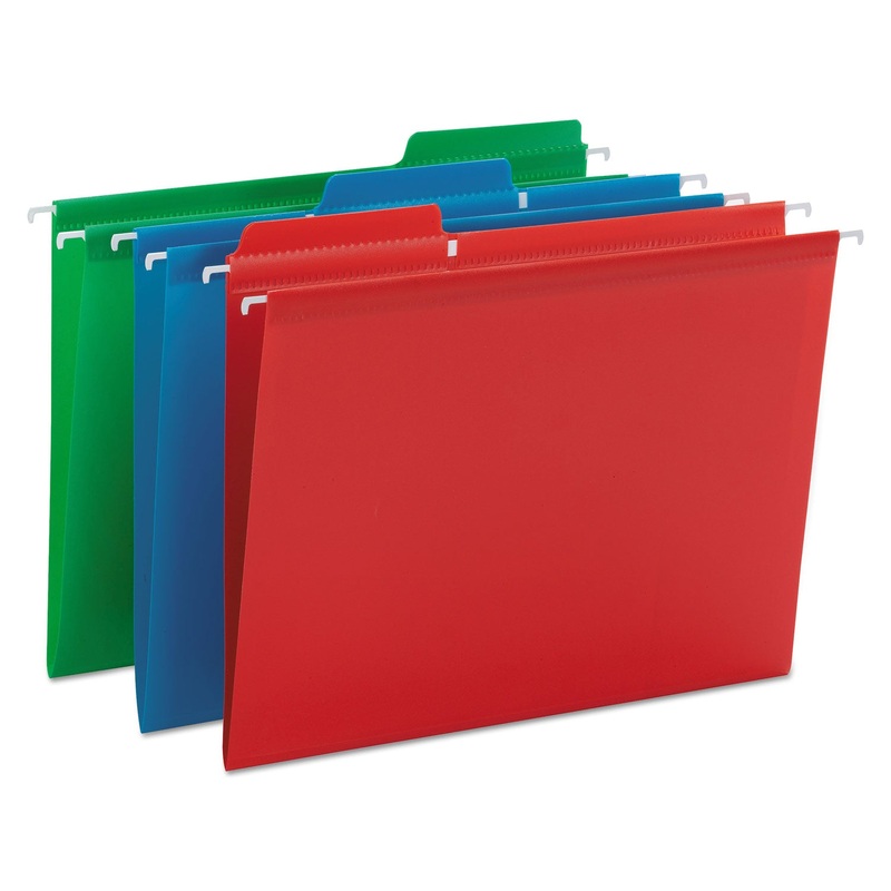 FASTAB HANGING FOLDERS, LETTER SIZE, 1/3-CUT TAB, ASSORTED, 18/BOX