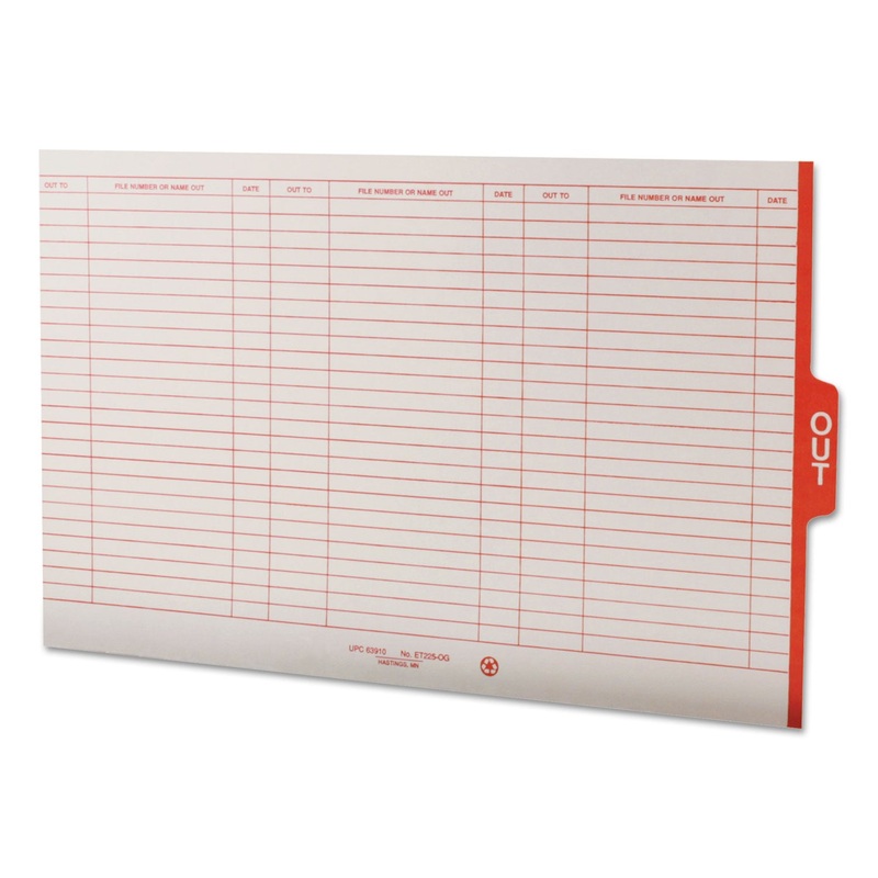 MANILA OUT GUIDES WITH PRINTED FORM, 1/5-CUT END TAB, OUT, 8.5 X 14, MANILA, 100/BOX