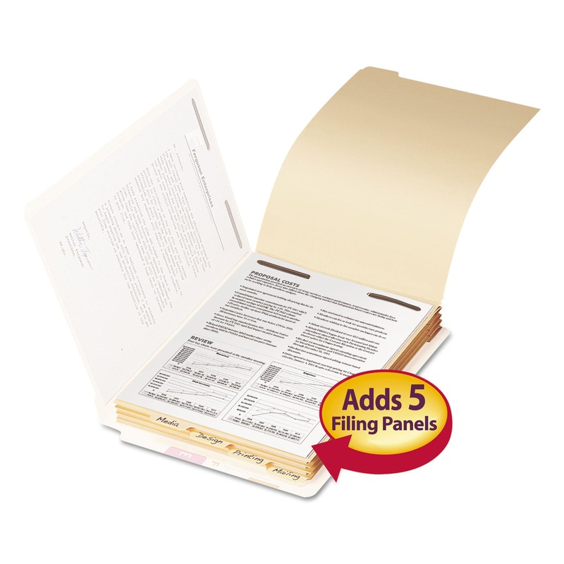 STACKABLE FOLDER DIVIDERS W/ FASTENERS, 1/5-CUT END TAB, LETTER SIZE, MANILA, 50/PACK