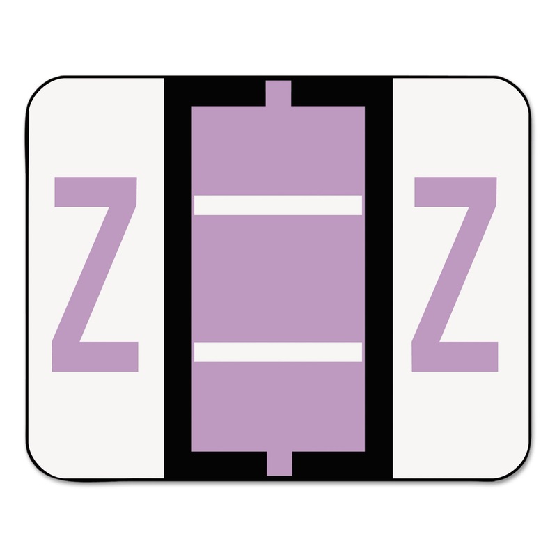 A-Z COLOR-CODED END TAB FILING LABELS, Z, 1 X 1.25, WHITE, 500/ROLL