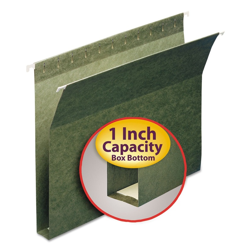 BOX BOTTOM HANGING FILE FOLDERS, LETTER SIZE, STANDARD GREEN, 25/BOX
