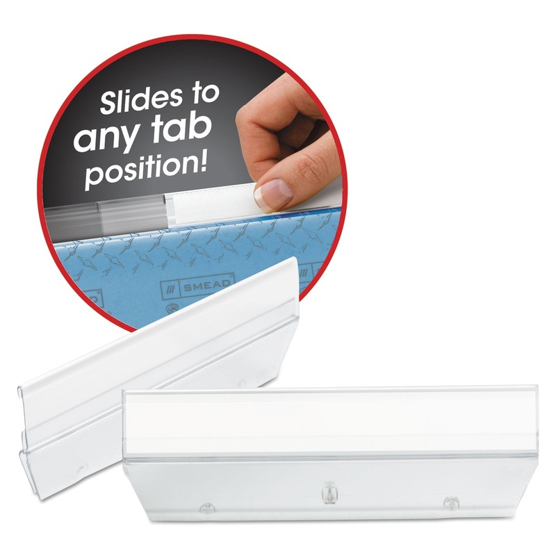 EASY SLIDE HANGING FOLDER TAB, 1/3-CUT TABS, WHITE/CLEAR, 3.5″ WIDE, 18/PACK
