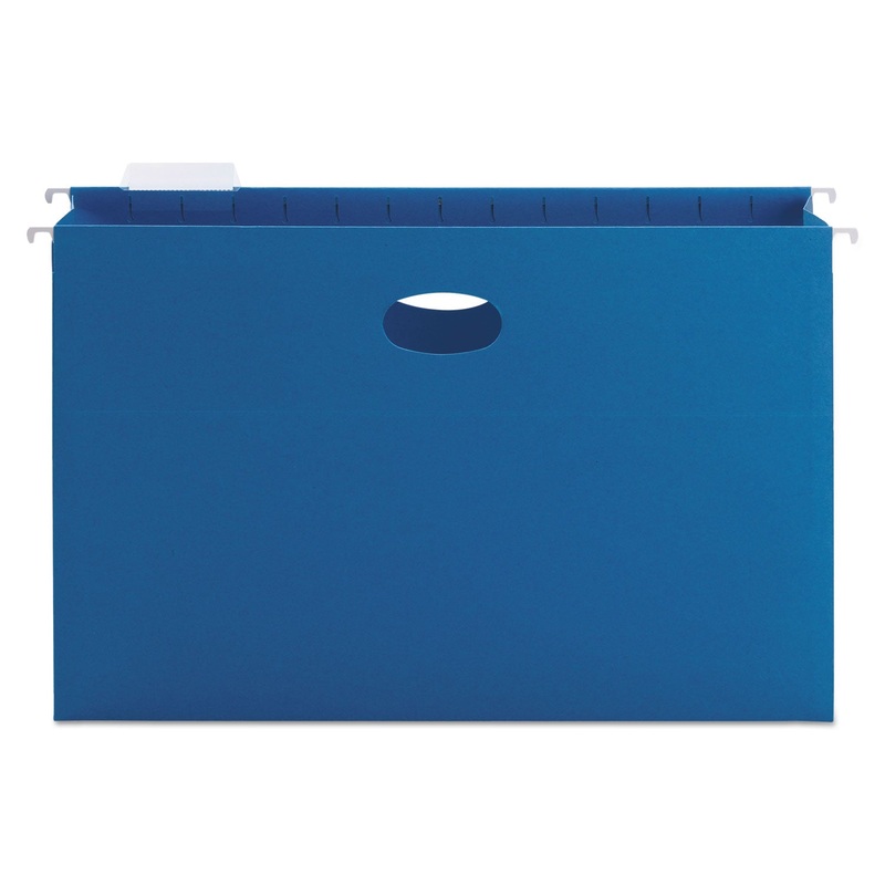 HANGING POCKETS WITH FULL-HEIGHT GUSSET, LEGAL SIZE, 1/5-CUT TAB, SKY BLUE, 25/BOX