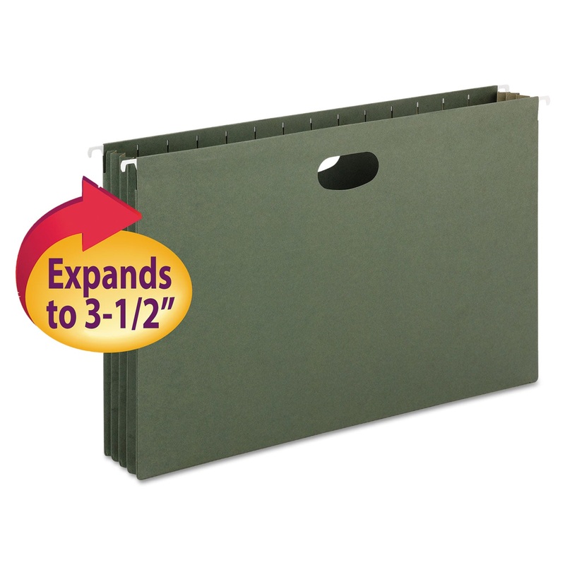 HANGING POCKETS WITH FULL-HEIGHT GUSSET, LEGAL SIZE, STANDARD GREEN, 10/BOX