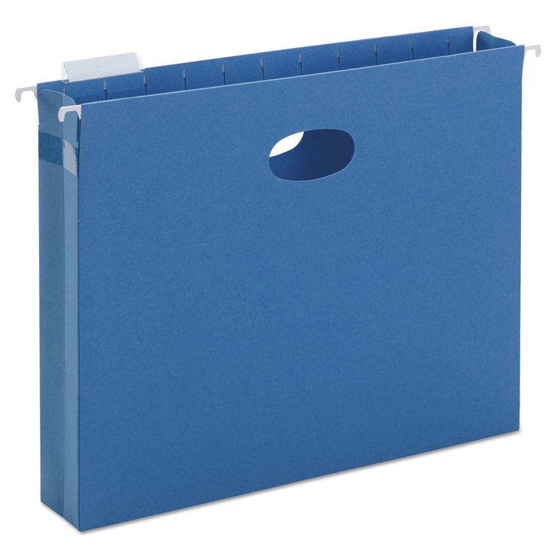 HANGING POCKETS WITH FULL-HEIGHT GUSSET, LETTER SIZE, 1/5-CUT TAB, SKY BLUE, 25/BOX
