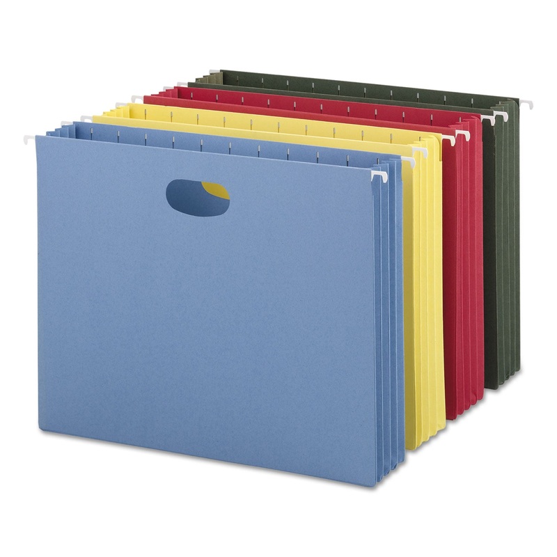 HANGING POCKETS WITH FULL-HEIGHT GUSSET, LETTER SIZE, ASSORTED, 4/PACK