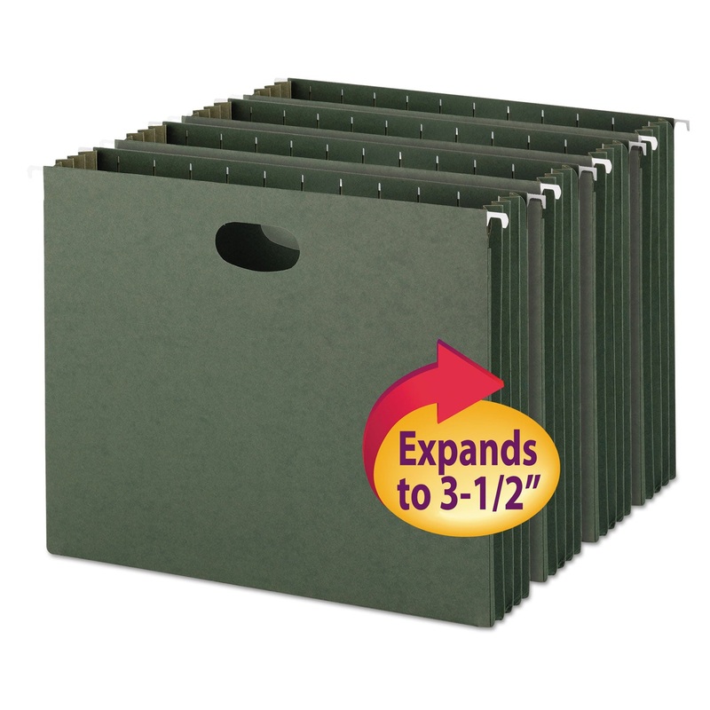 HANGING POCKETS WITH FULL-HEIGHT GUSSET, LETTER SIZE, STANDARD GREEN, 10/BOX