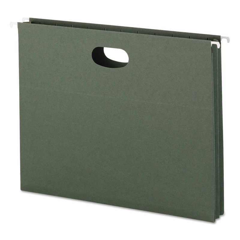 HANGING POCKETS WITH FULL-HEIGHT GUSSET, LETTER SIZE, STRAIGHT TAB, STANDARD GREEN, 25/BOX