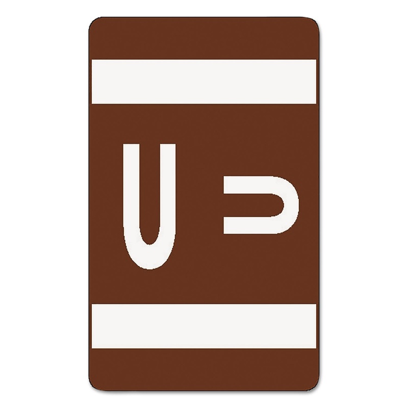 ALPHA-Z COLOR-CODED SECOND LETTER ALPHABETICAL LABELS, U, 1 X 1.63, DARK BROWN, 10/SHEET, 10 SHEETS/PACK