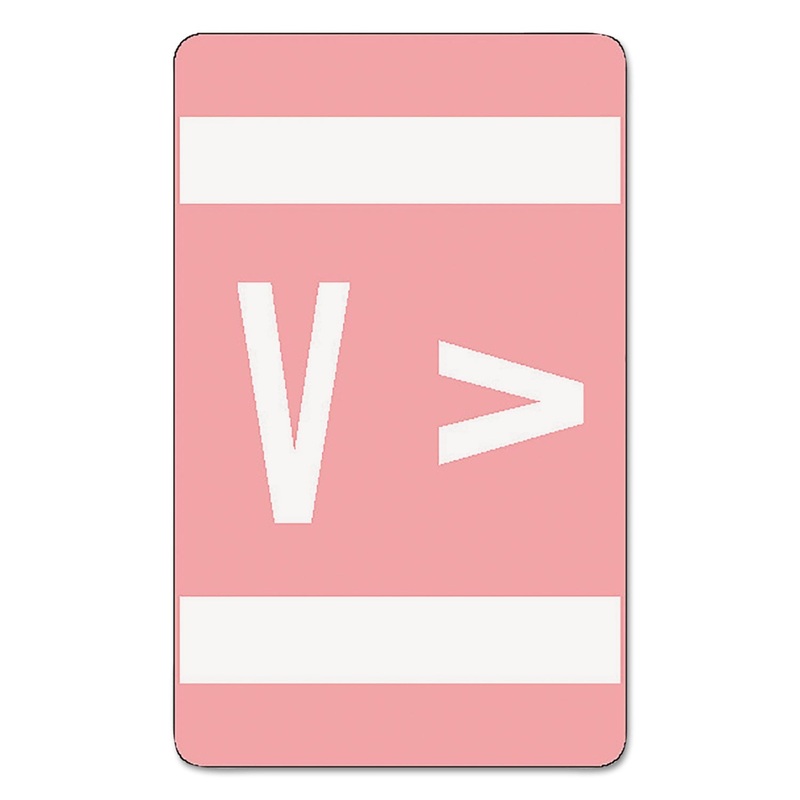 ALPHA-Z COLOR-CODED SECOND LETTER ALPHABETICAL LABELS, V, 1 X 1.63, PINK, 10/SHEET, 10 SHEETS/PACK