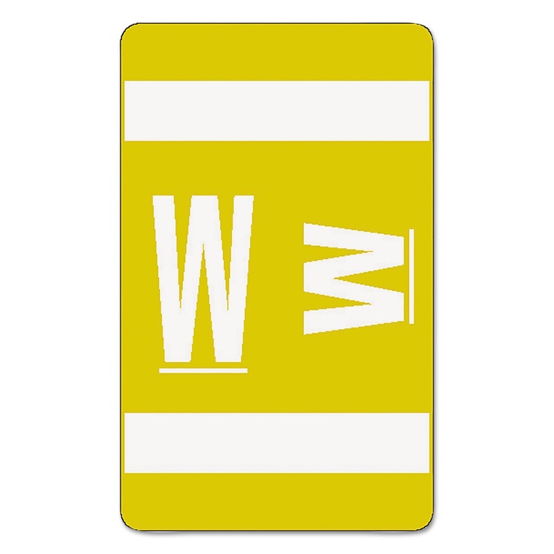 ALPHA-Z COLOR-CODED SECOND LETTER ALPHABETICAL LABELS, W, 1 X 1.63, YELLOW, 10/SHEET, 10 SHEETS/PACK
