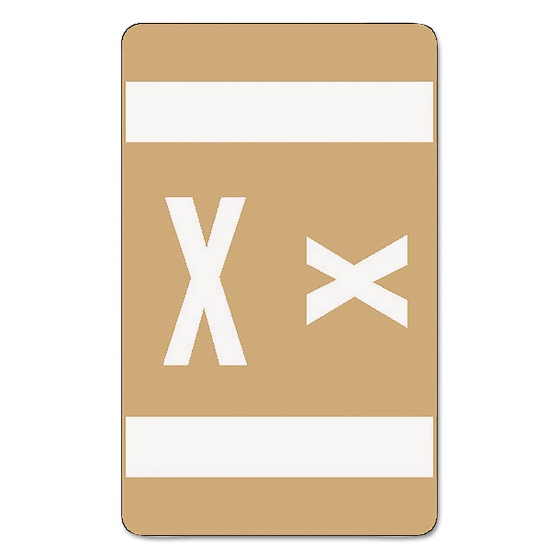 ALPHA-Z COLOR-CODED SECOND LETTER ALPHABETICAL LABELS, X, 1 X 1.63, LIGHT BROWN, 10/SHEET, 10 SHEETS/PACK