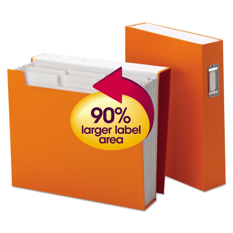 BOOK SHELF ORGANIZER W/ SUPERTAB, 2.5″ EXPANSION, 6 SECTIONS, 1/3-CUT TAB, LETTER SIZE, VIBRANT ORANGE/WHITE