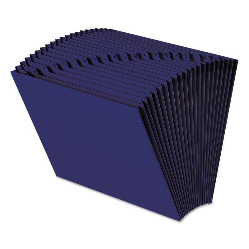 HEAVY-DUTY INDEXED EXPANDING OPEN TOP COLOR FILES, 21 SECTIONS, 1/21-CUT TAB, LETTER SIZE, NAVY BLUE