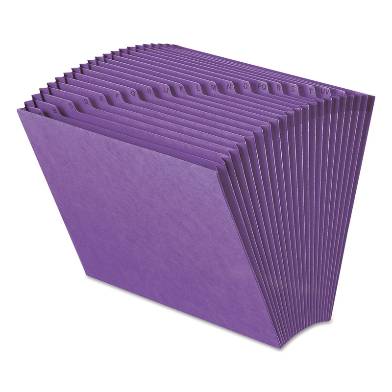 HEAVY-DUTY INDEXED EXPANDING OPEN TOP COLOR FILES, 21 SECTIONS, 1/21-CUT TAB, LETTER SIZE, PURPLE