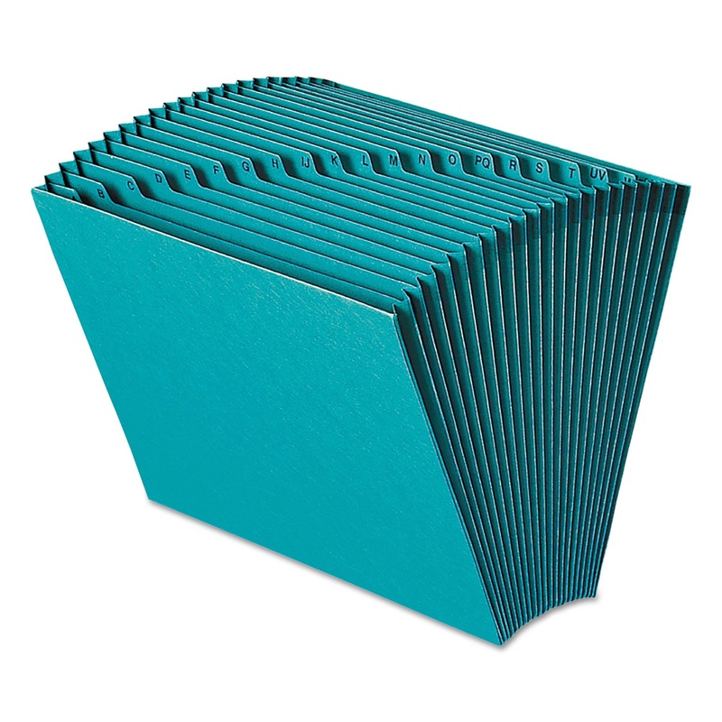 HEAVY-DUTY INDEXED EXPANDING OPEN TOP COLOR FILES, 21 SECTIONS, 1/21-CUT TAB, LETTER SIZE, TEAL