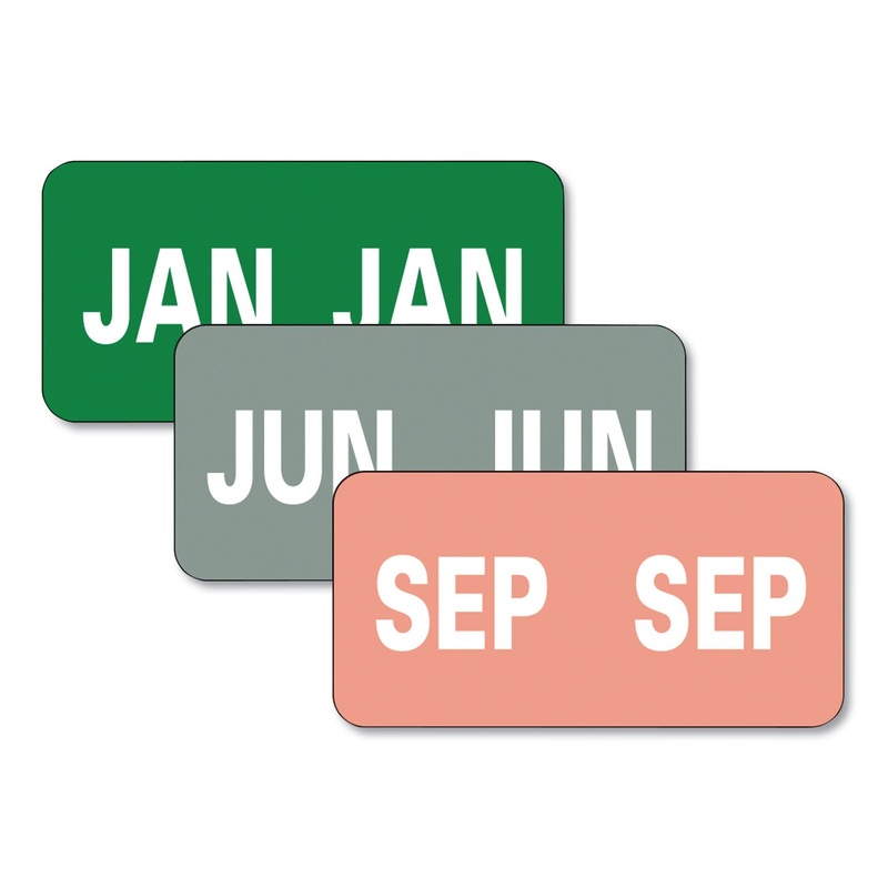 MONTHLY END TAB FILE FOLDER LABELS, JAN-DEC, 0.5 X 1, ASSORTED, 25/SHEET, 120 SHEETS/BOX