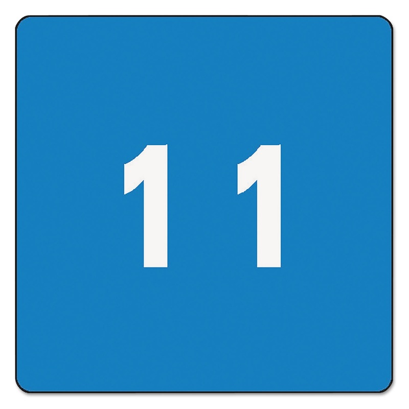 NUMERICAL END TAB FILE FOLDER LABELS, 1, 1.5 X 1.5, LIGHT BLUE, 250/ROLL