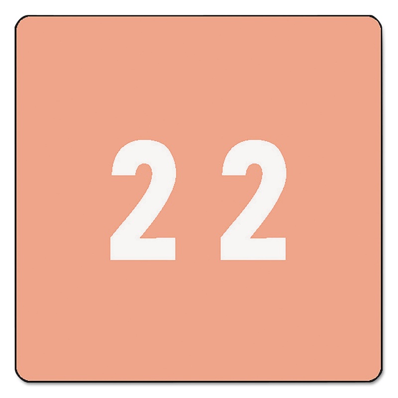 NUMERICAL END TAB FILE FOLDER LABELS, 2, 1.5 X 1.5, PINK, 250/ROLL