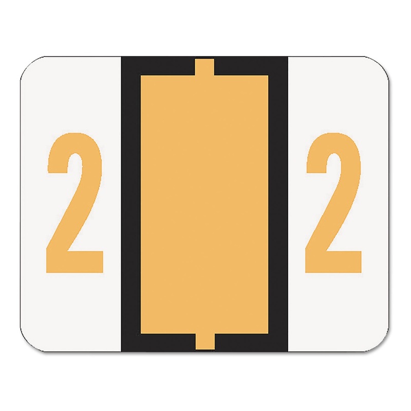 NUMERICAL END TAB FILE FOLDER LABELS, 2, 1 X 1.25, WHITE, 500/ROLL