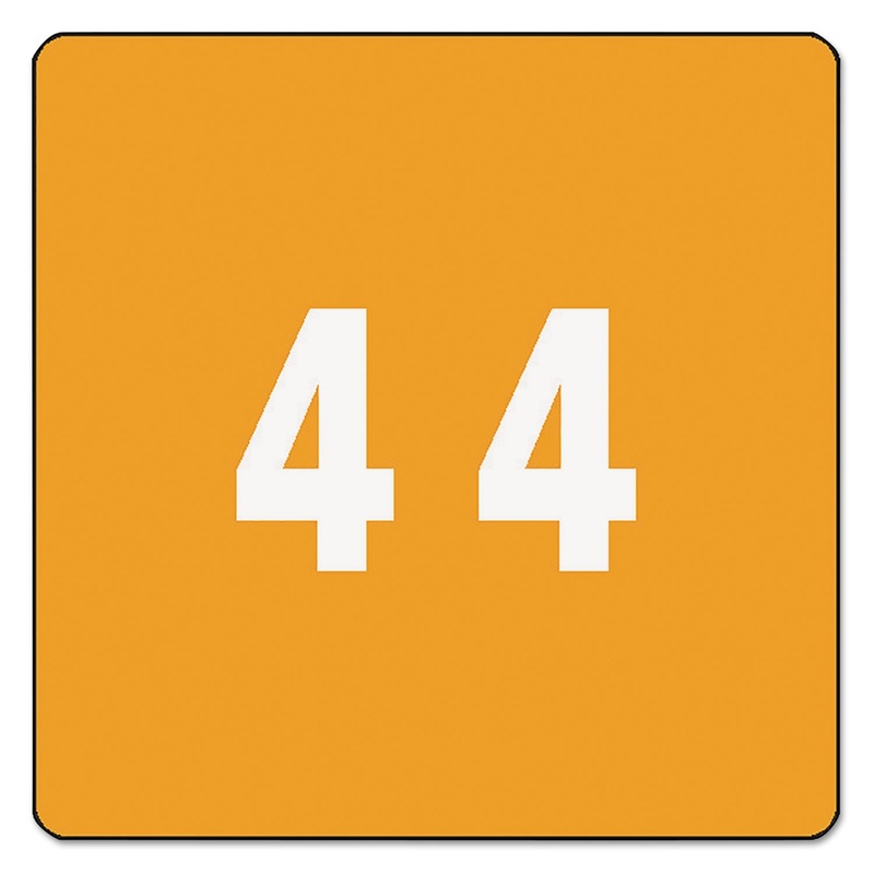 NUMERICAL END TAB FILE FOLDER LABELS, 4, 1.5 X 1.5, ORANGE, 250/ROLL