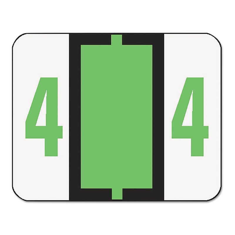 NUMERICAL END TAB FILE FOLDER LABELS, 4, 1 X 1.25, WHITE, 500/ROLL