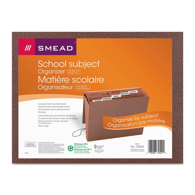 SIX-POCKET SUBJECT FILE W/ INSERTABLE TABS, 5.25″ EXPANSION, 6 SECTIONS, 1/5-CUT TAB, LETTER SIZE, REDROPE