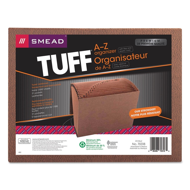 TUFF EXPANDING FILES, 21 SECTIONS, 1/21-CUT TAB, LETTER SIZE, REDROPE