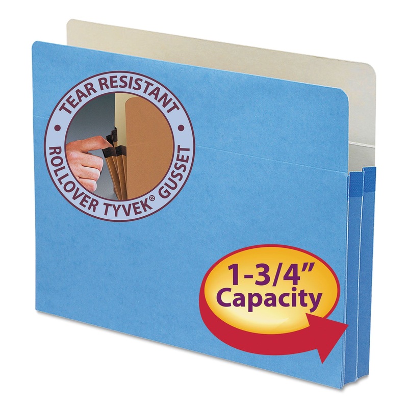 COLORED FILE POCKETS, 1.75″ EXPANSION, LETTER SIZE, BLUE
