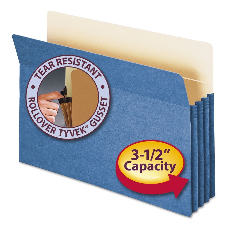 COLORED FILE POCKETS, 3.5″ EXPANSION, LEGAL SIZE, BLUE