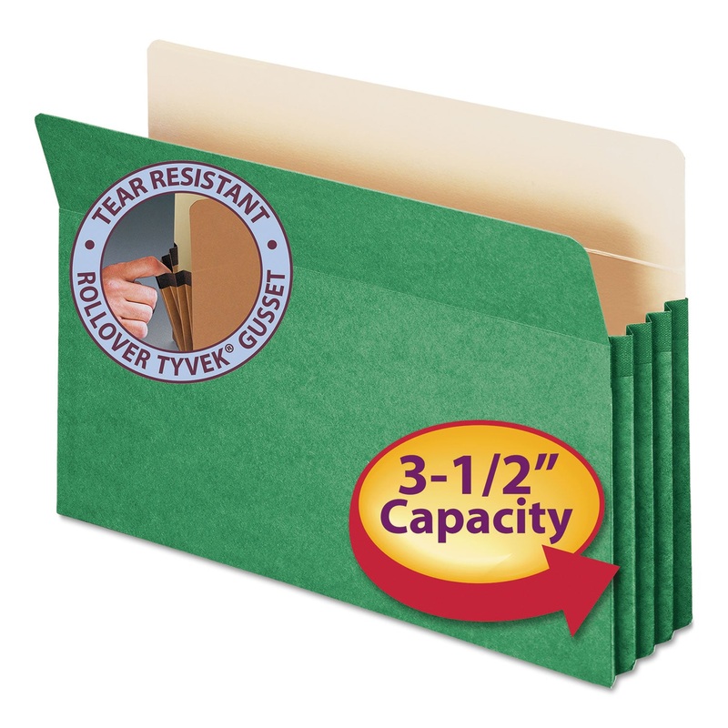 COLORED FILE POCKETS, 3.5″ EXPANSION, LEGAL SIZE, GREEN