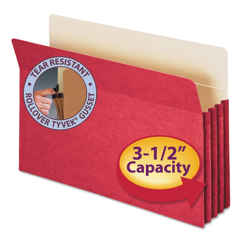 COLORED FILE POCKETS, 3.5″ EXPANSION, LEGAL SIZE, RED