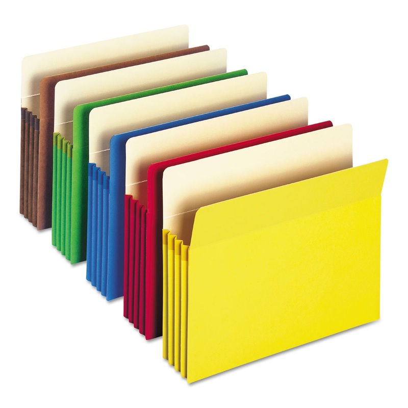 COLORED FILE POCKETS, 3.5″ EXPANSION, LETTER SIZE, ASSORTED, 25/BOX