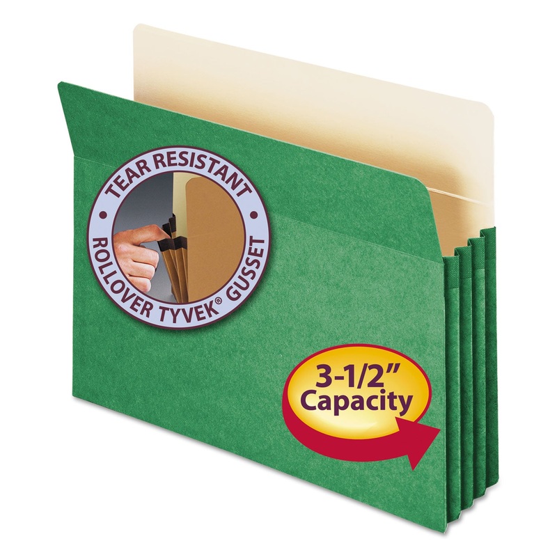 COLORED FILE POCKETS, 3.5″ EXPANSION, LETTER SIZE, GREEN